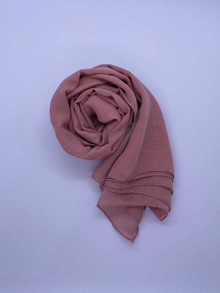 turkish rose Essential Chiffon Hijab with a semi-transparent design, secured with stylish pins, ideal for all-day comfort and versatile wear