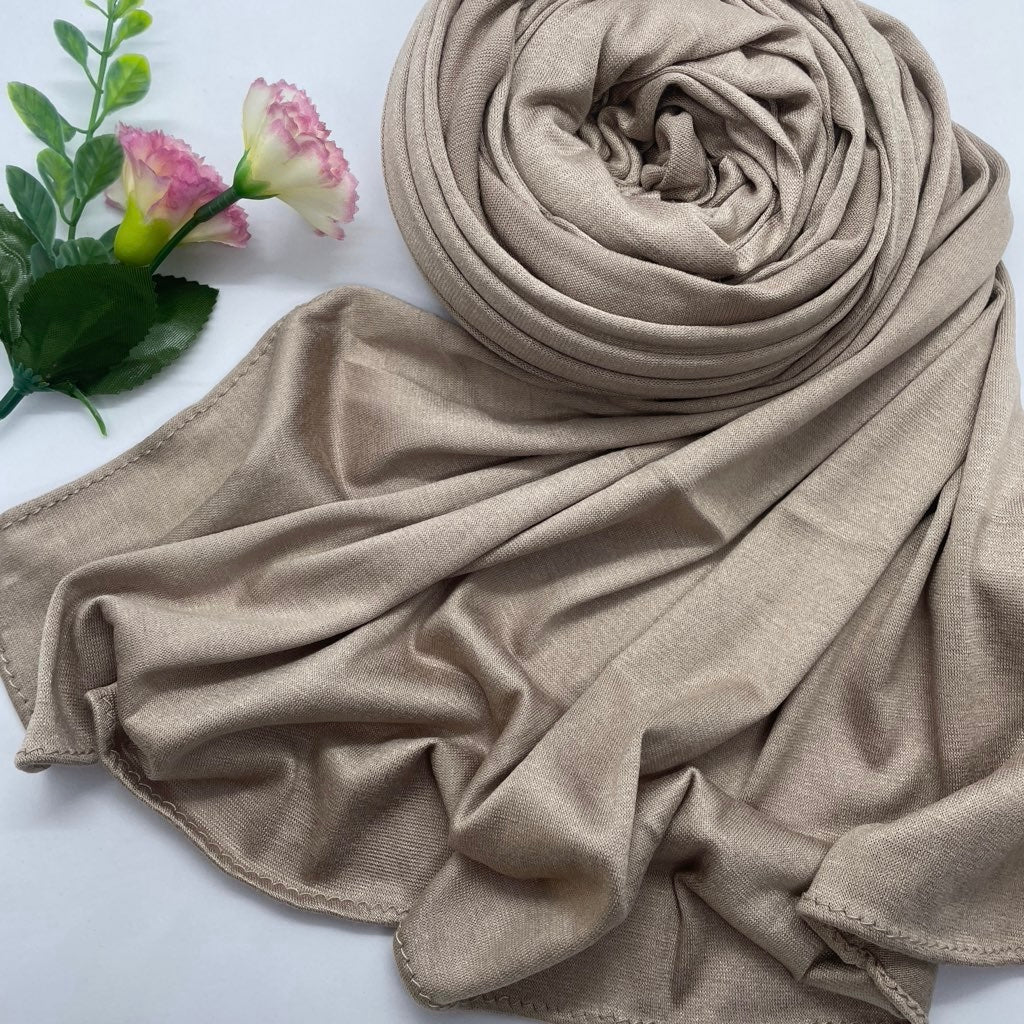 Kuwaiti Cotton Jersey Double Stretch Hijab- Grayish Brown