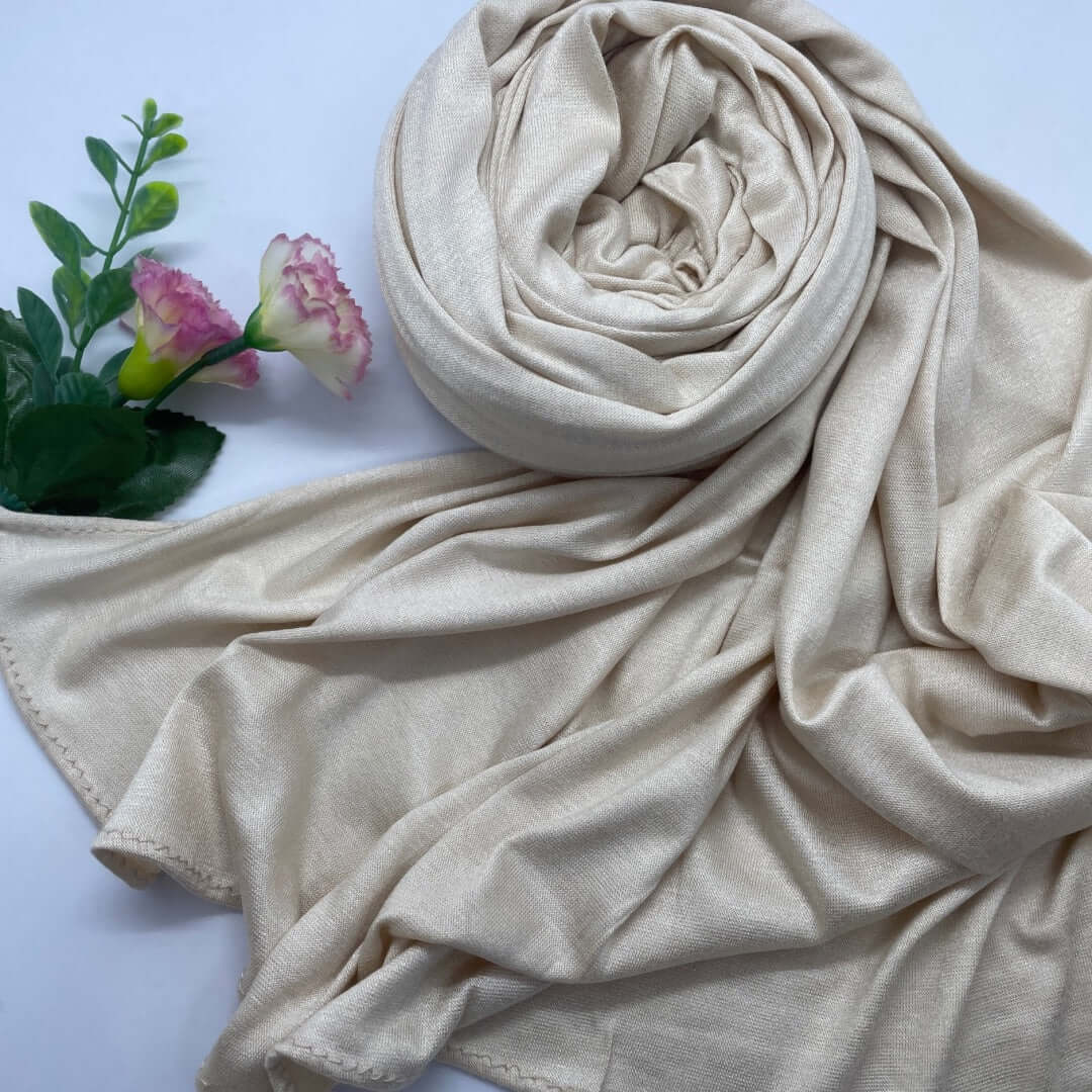 Elegant Kuwaiti cotton Double Stretch Jersey Hijab made from soft, breathable fabric with a non-slip fit, providing all-day comfort and flexibility. Perfect for daily wear, work, or travel
