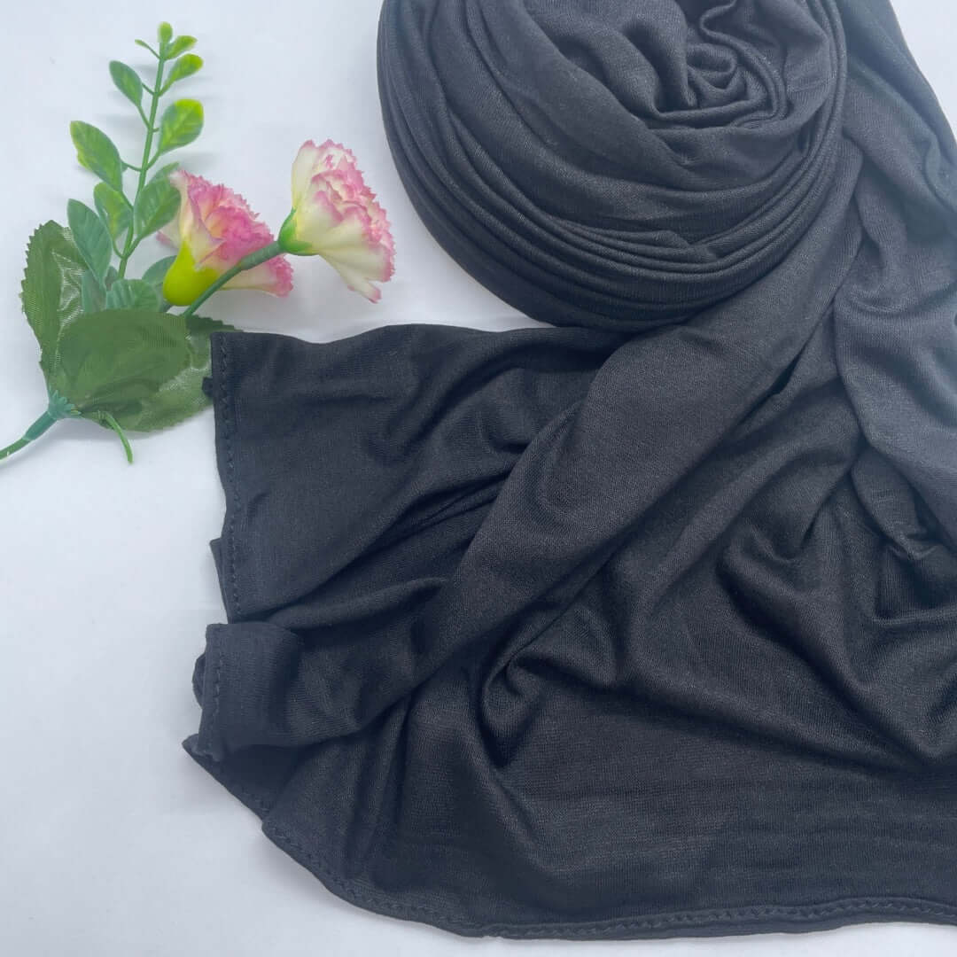 Elegant Kuwaiti cotton Double Stretch Jersey Hijab made from soft, breathable fabric with a non-slip fit, providing all-day comfort and flexibility. Perfect for daily wear, work, or travel