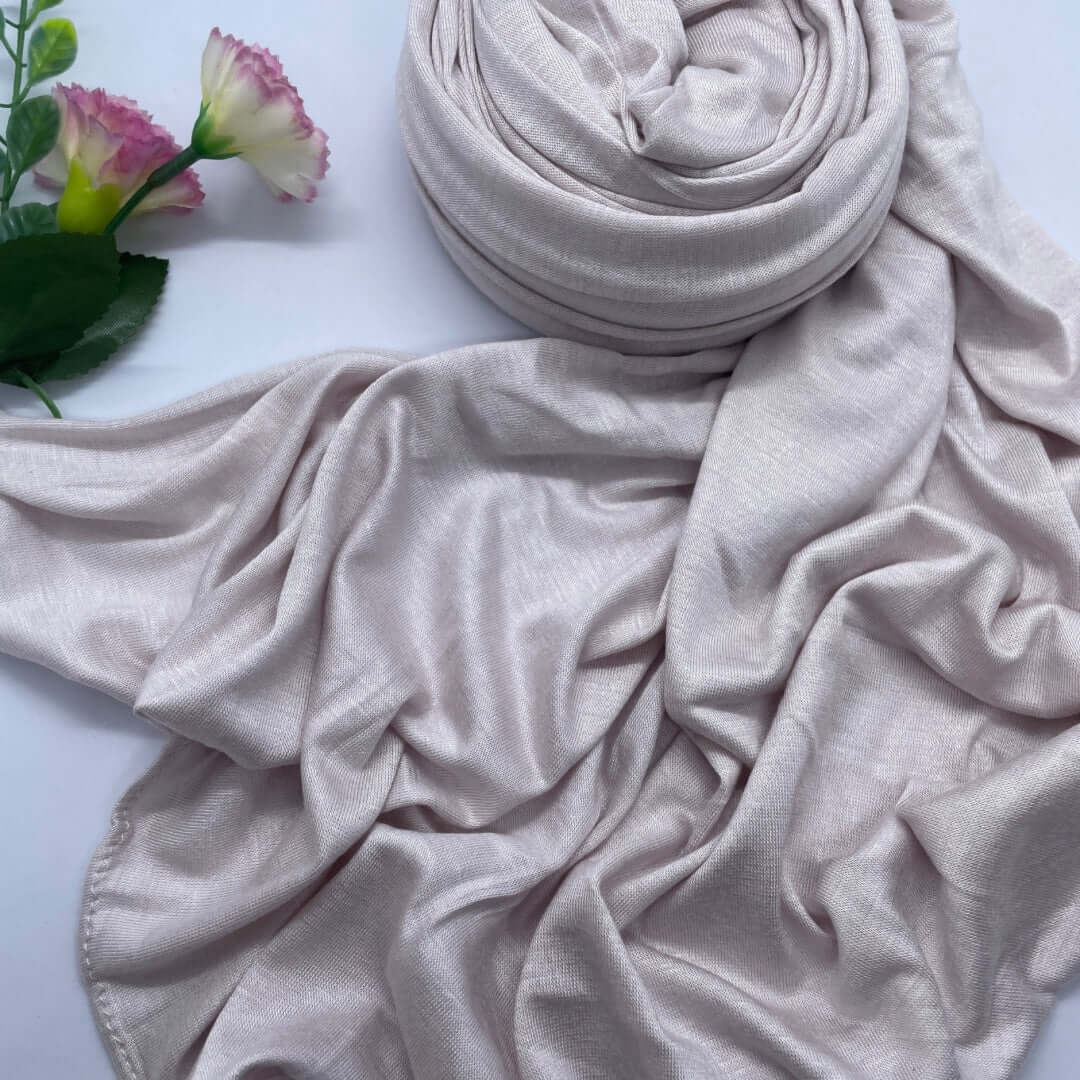 Elegant Kuwaiti cotton Double Stretch Jersey Hijab made from soft, breathable fabric with a non-slip fit, providing all-day comfort and flexibility. Perfect for daily wear, work, or travel