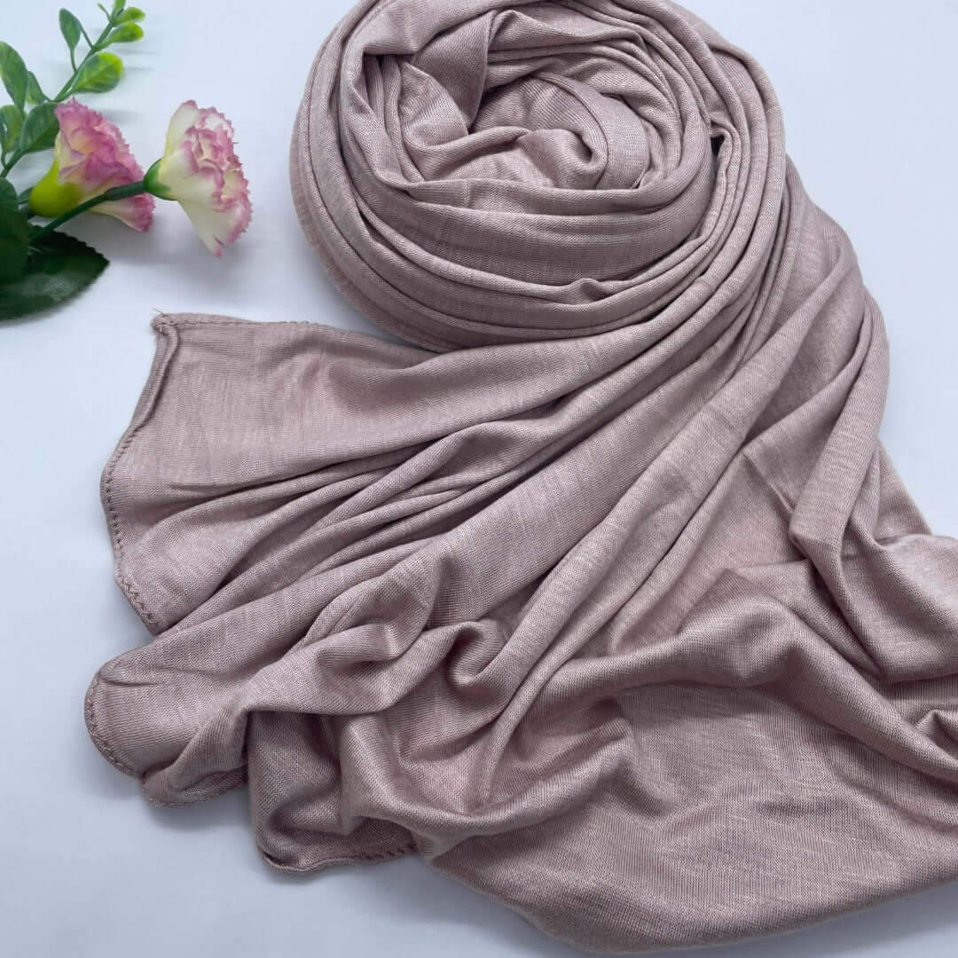 Elegant Kuwaiti cotton Double Stretch Jersey Hijab made from soft, breathable fabric with a non-slip fit, providing all-day comfort and flexibility. Perfect for daily wear, work, or travel