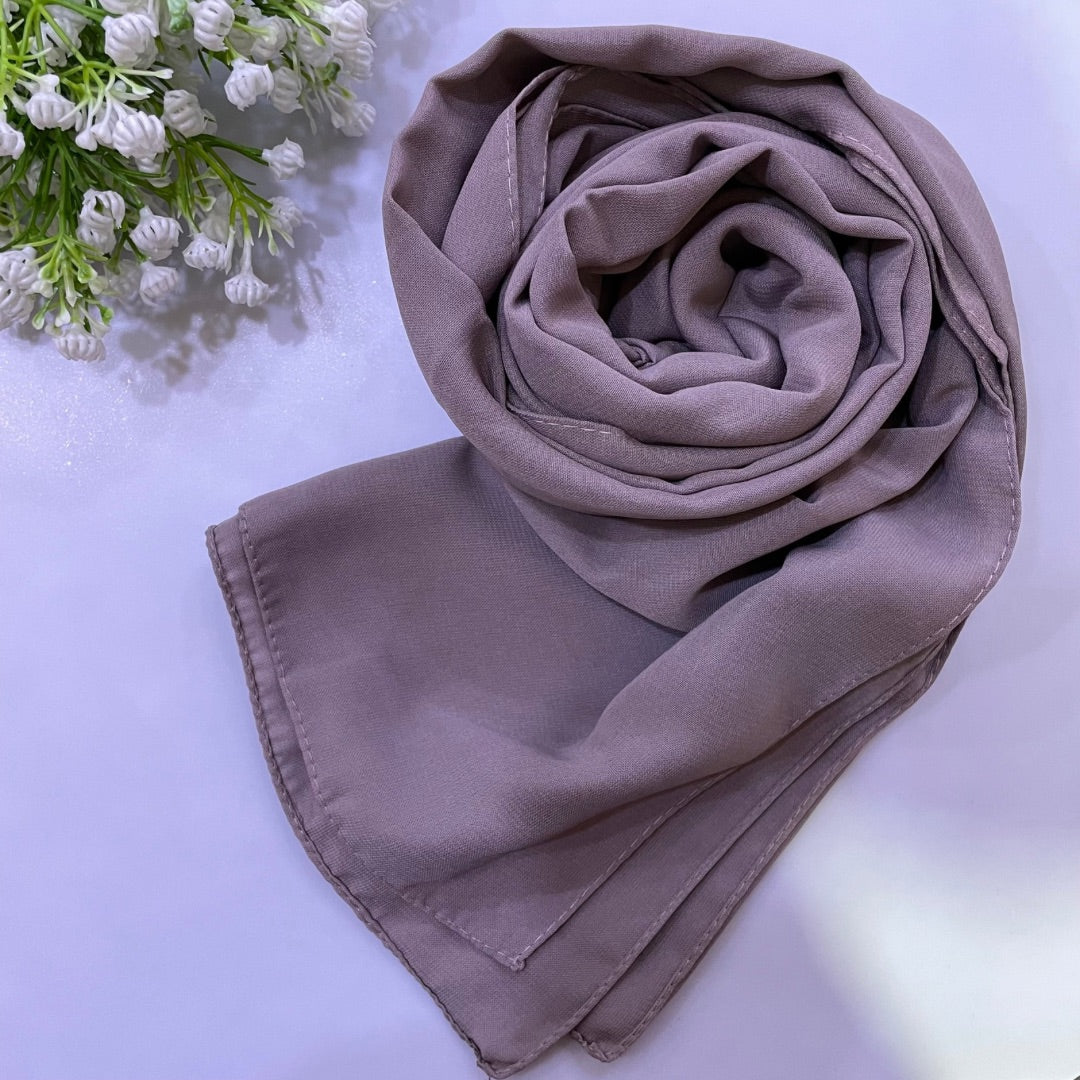 Dust Mauve Premium Medina Silk Hijab-Matte, Non-Slip, Opaque