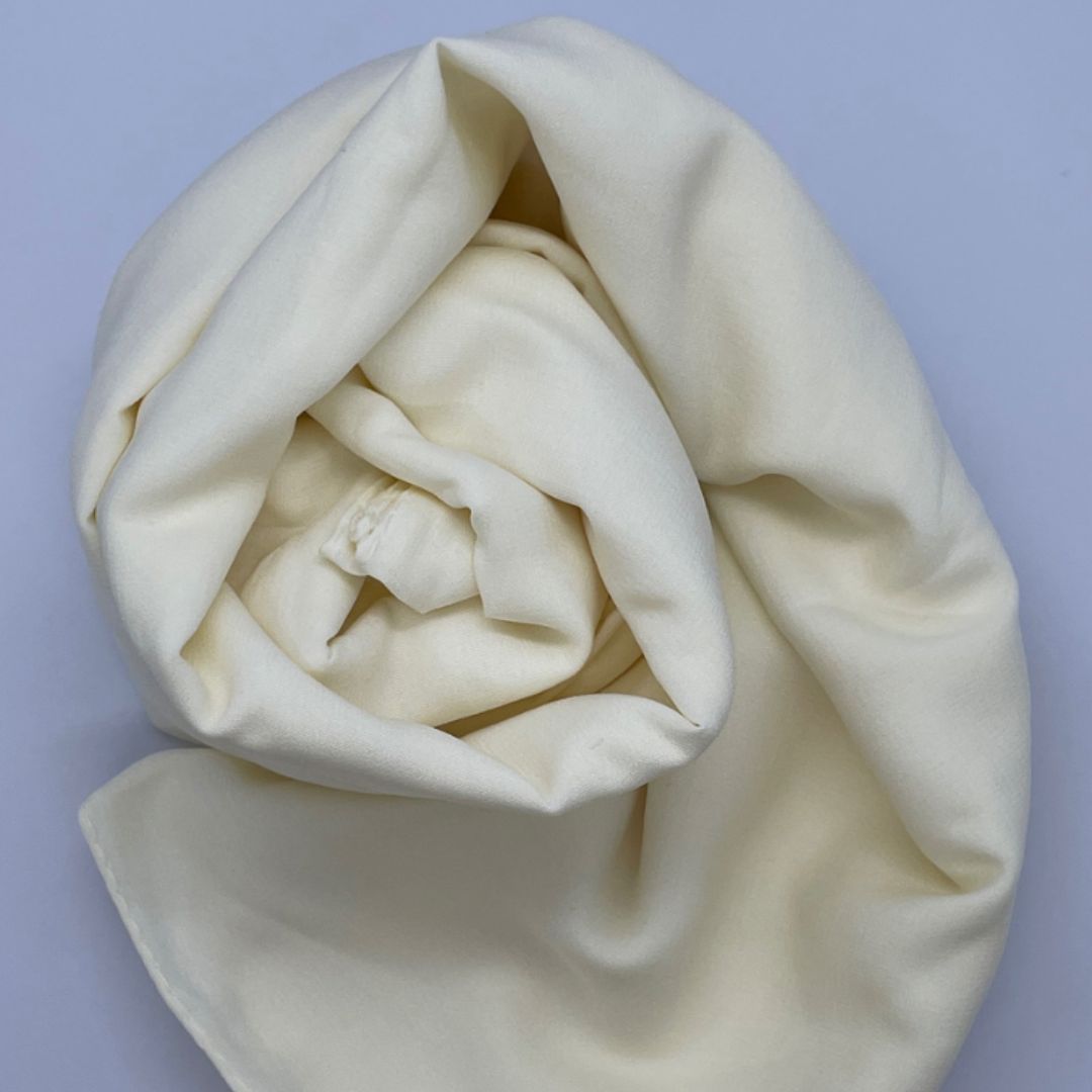 Premium Medina Silk Ivory Georgette hijab with soft matte finish, lightweight breathable design, and full coverage, ideal for modest fashion and everyday wear.