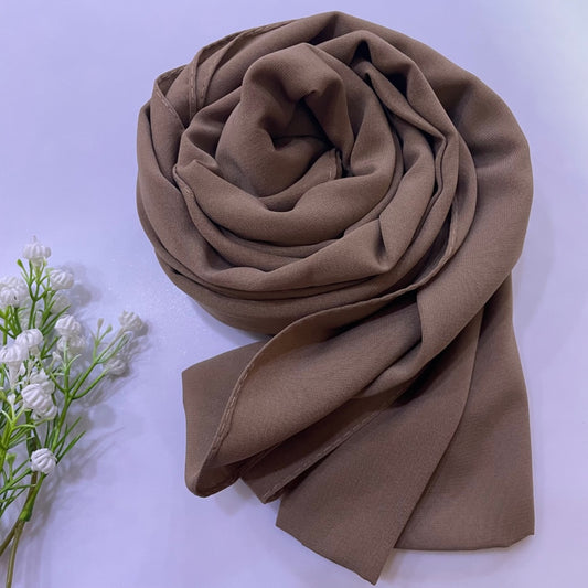 Premium Medina Silk georgette sandy beige Hijab with soft matte finish, lightweight breathable design, and full coverage, ideal for modest fashion and everyday wear.