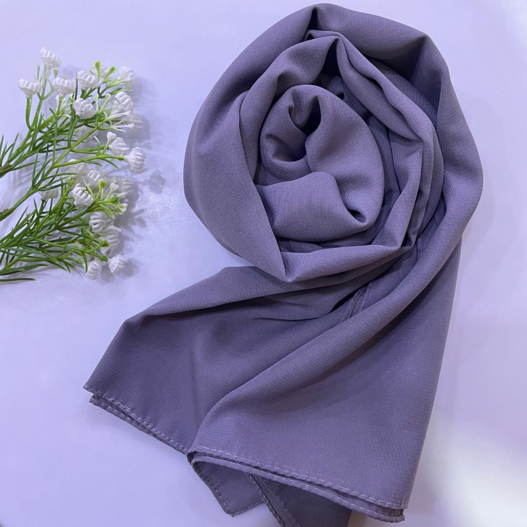 Premium Medina Silk rhythm gray Georgette hijab with soft matte finish, lightweight breathable design, and full coverage, ideal for modest fashion and everyday wear.