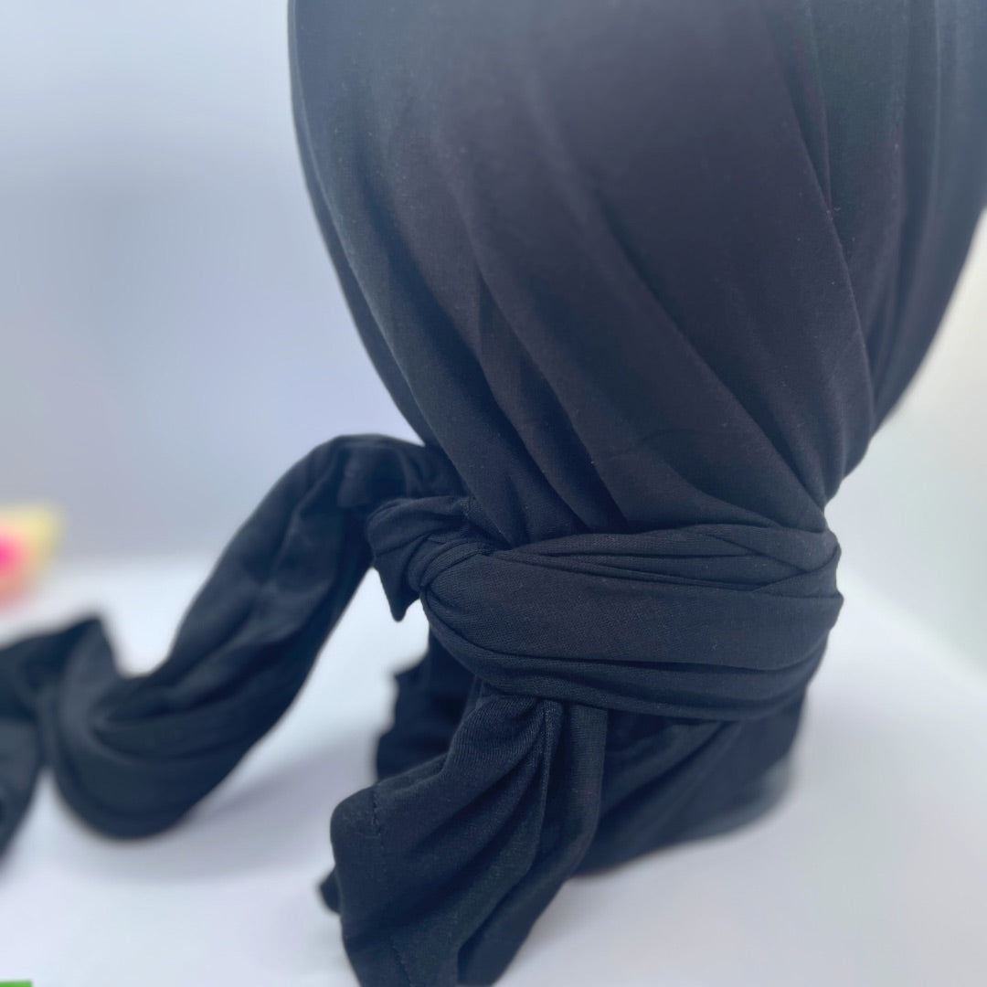 شال مثلث قطن كويتي مع جفسة - اسود