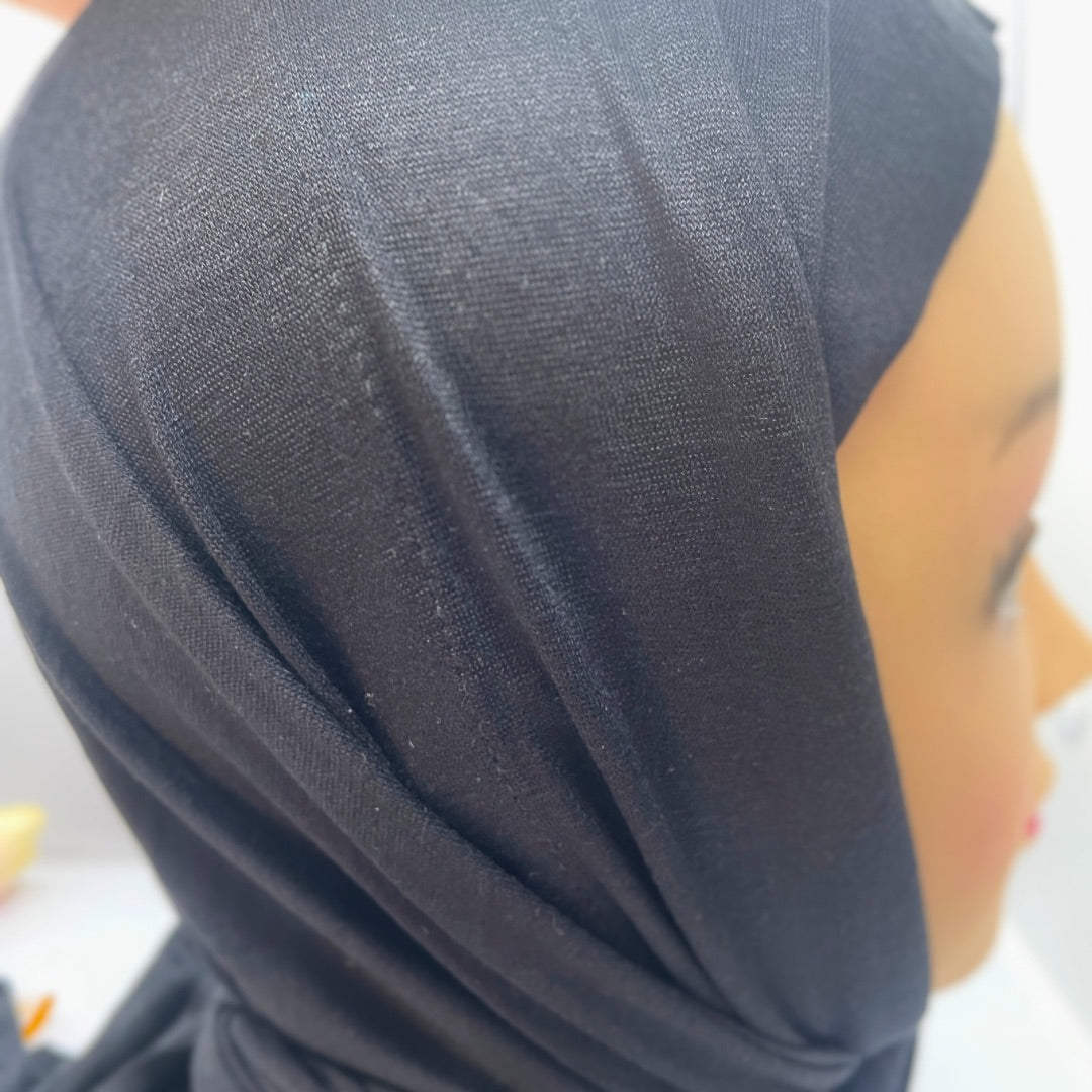 شال مثلث قطن كويتي مع جفسة - اسود