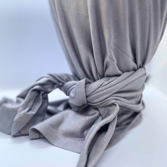 شال مثلث قطن كويتي مع جفسة - رمادي