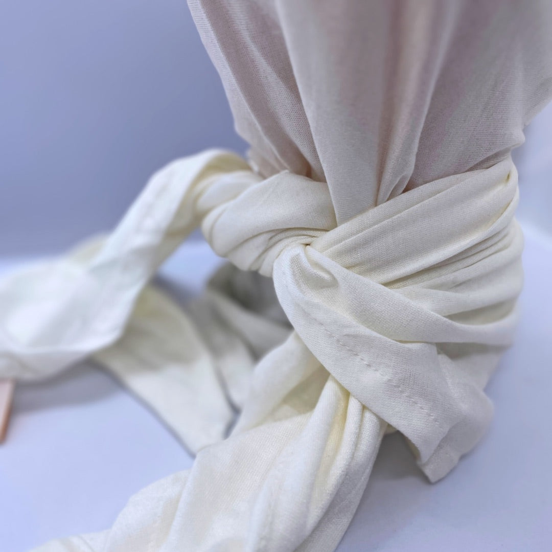 Triangle Kuwaiti Cotton Jersey Double Stretch Hijab with Front Fold- Ivory