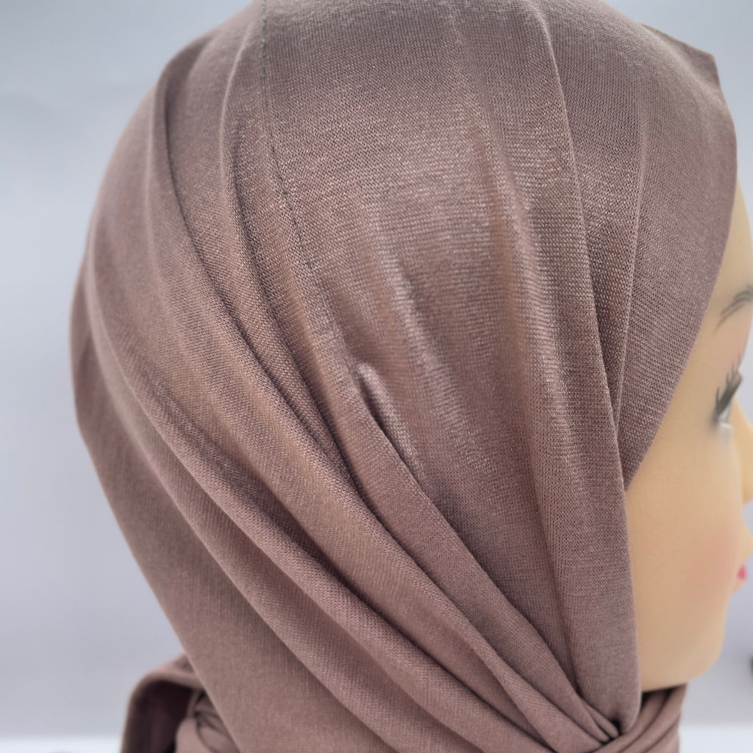 شال مثلث قطن كويتي مع جفسة - وردي خشبي
