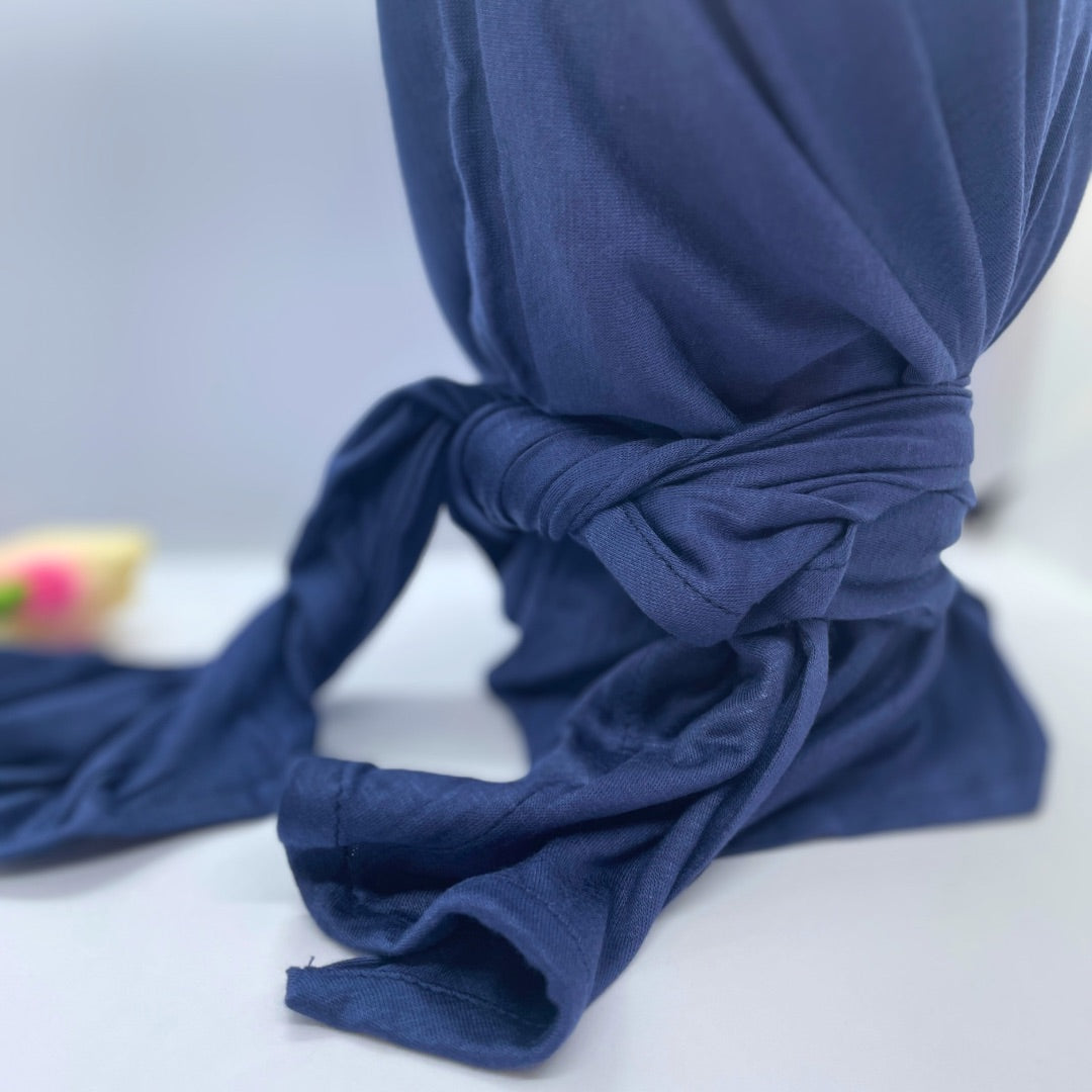 شال مثلث قطن كويتي مع جفسة - كحلي