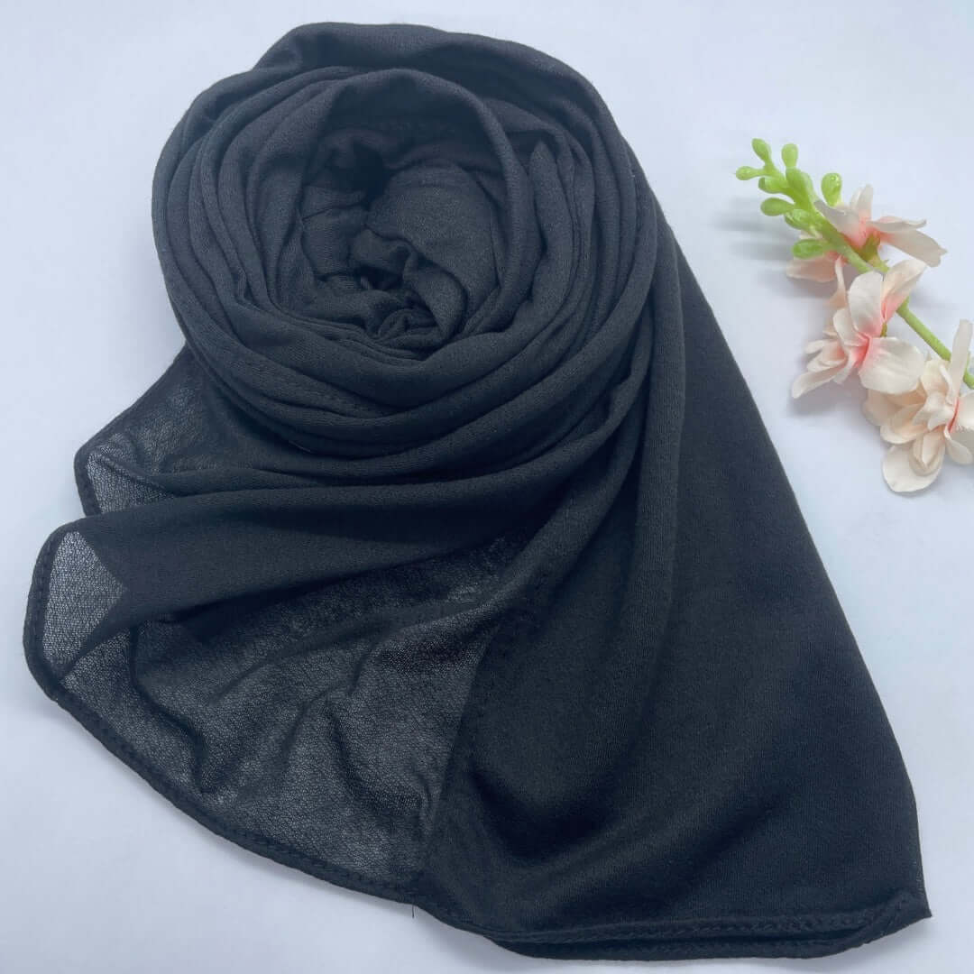 Shash Turkey-Kuwaiti Hijab with Front Fold
- Black