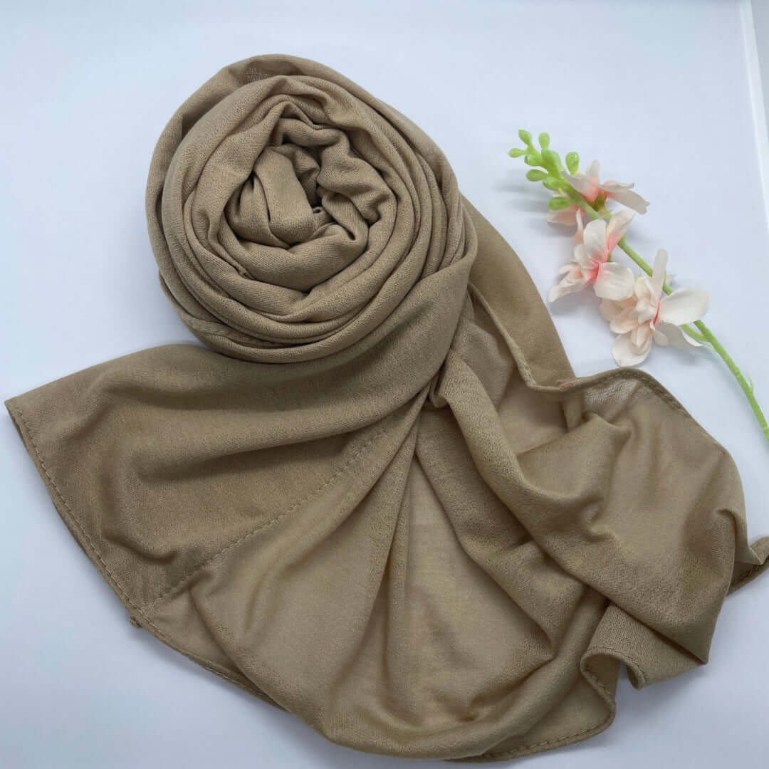 Shash Turkey-Kuwaiti Hijab with Front Fold
- Caramel Beige