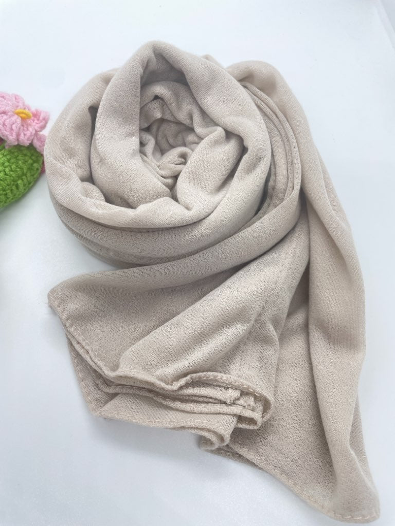 Shash Turkey-Kuwaiti Hijab with Front Fold - Light Beige