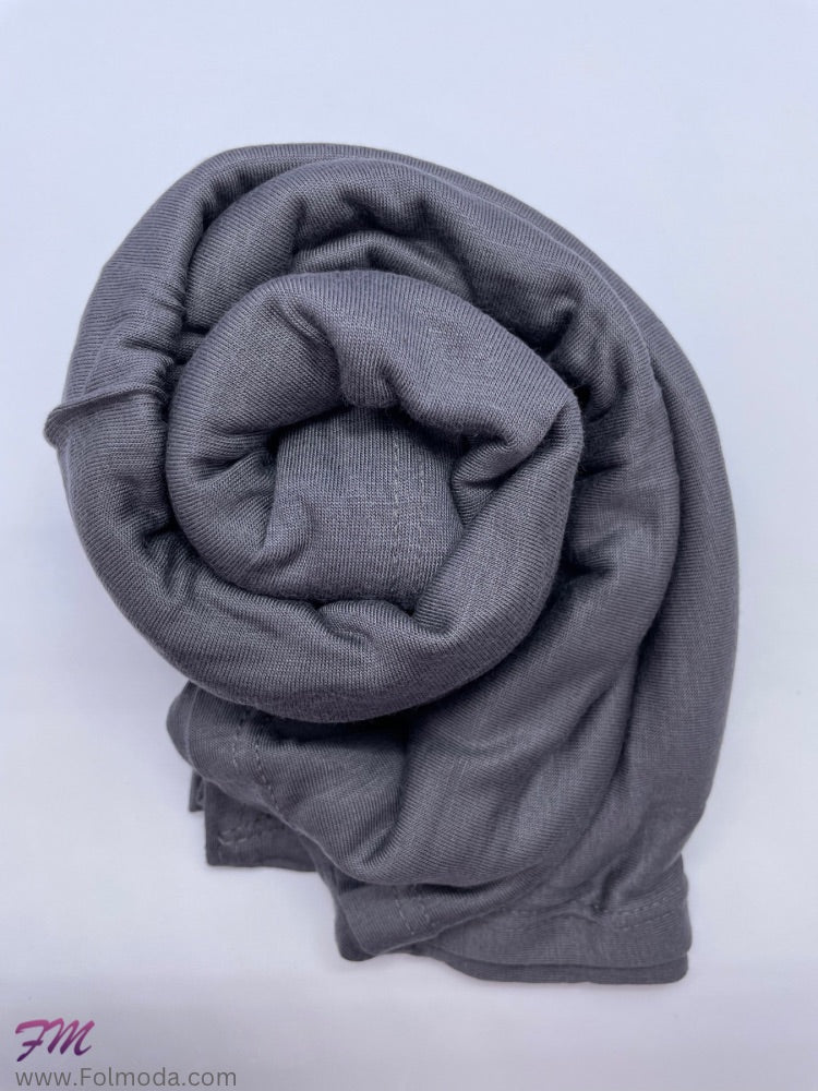 dark gray Breathable cotton hijab with a matte sheen and textured finish, perfect for everyday wear and layering