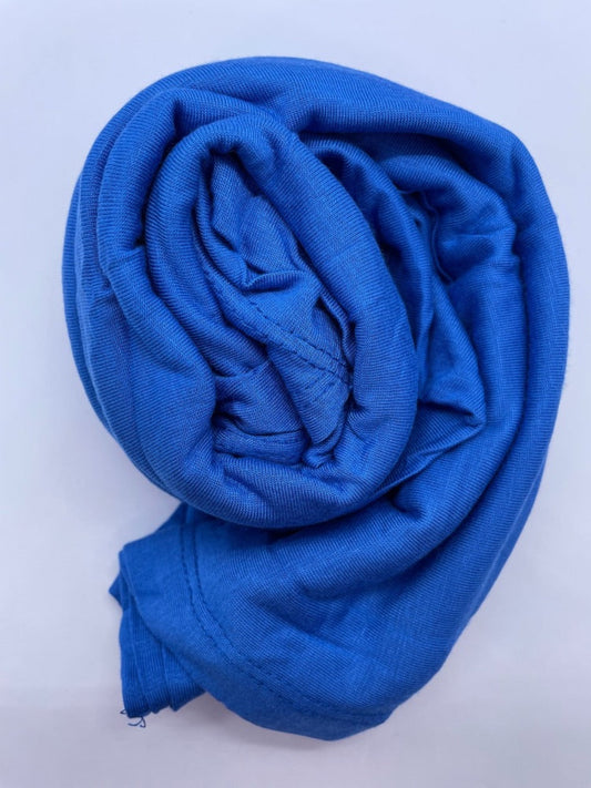 indigo blue Breathable cotton hijab with a matte sheen and textured finish, perfect for everyday wear and layering.