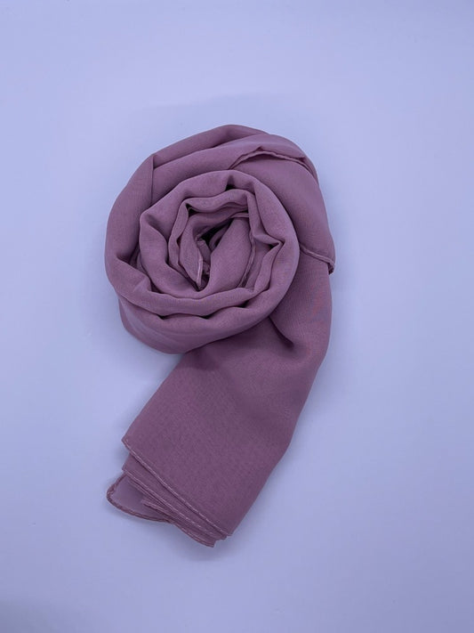 mauve  Essential Chiffon Hijab with a semi-transparent design, secured with stylish pins, ideal for all-day comfort and versatile wear