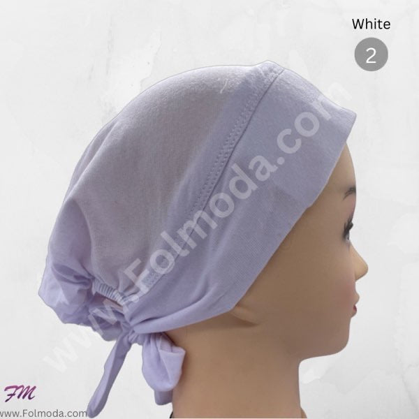 Bonnet with tie white