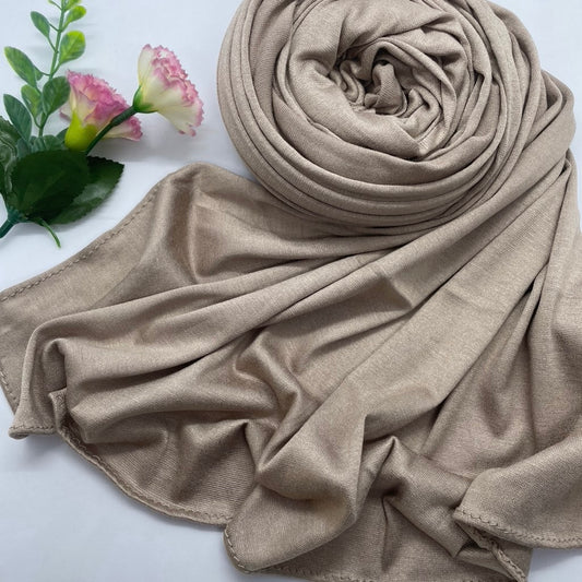 Kuwaiti Cotton Jersey Double Stretch Hijab- Grayish Brown