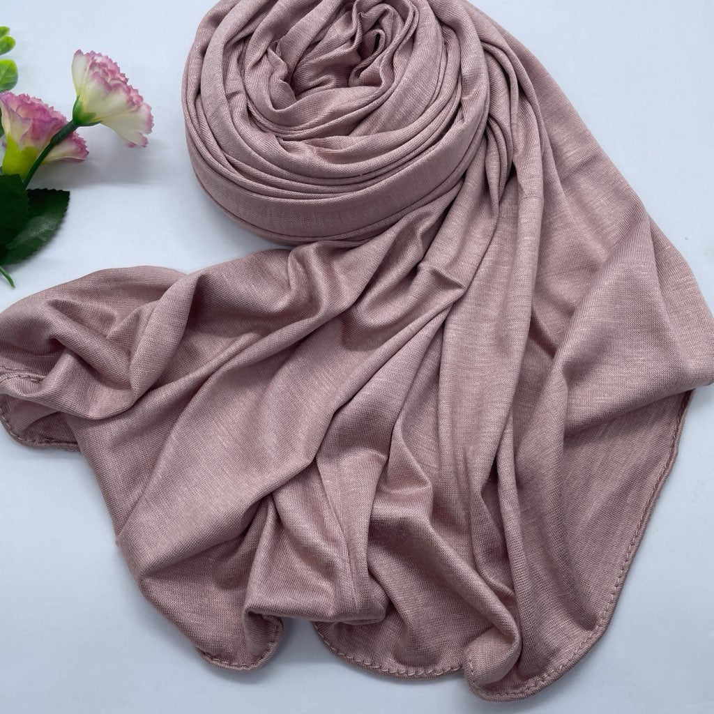Kuwaiti Cotton Jersey Double Stretch Hijab- Dusty Pink