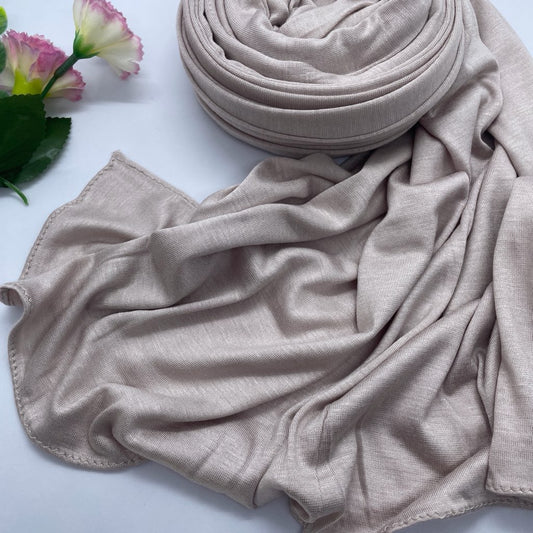 Kuwaiti Cotton Jersey Double Stretch Hijab- Gray Beige