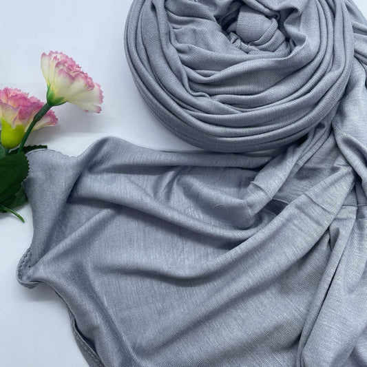 Kuwaiti Cotton Jersey Double Stretch Hijab- Med Gray