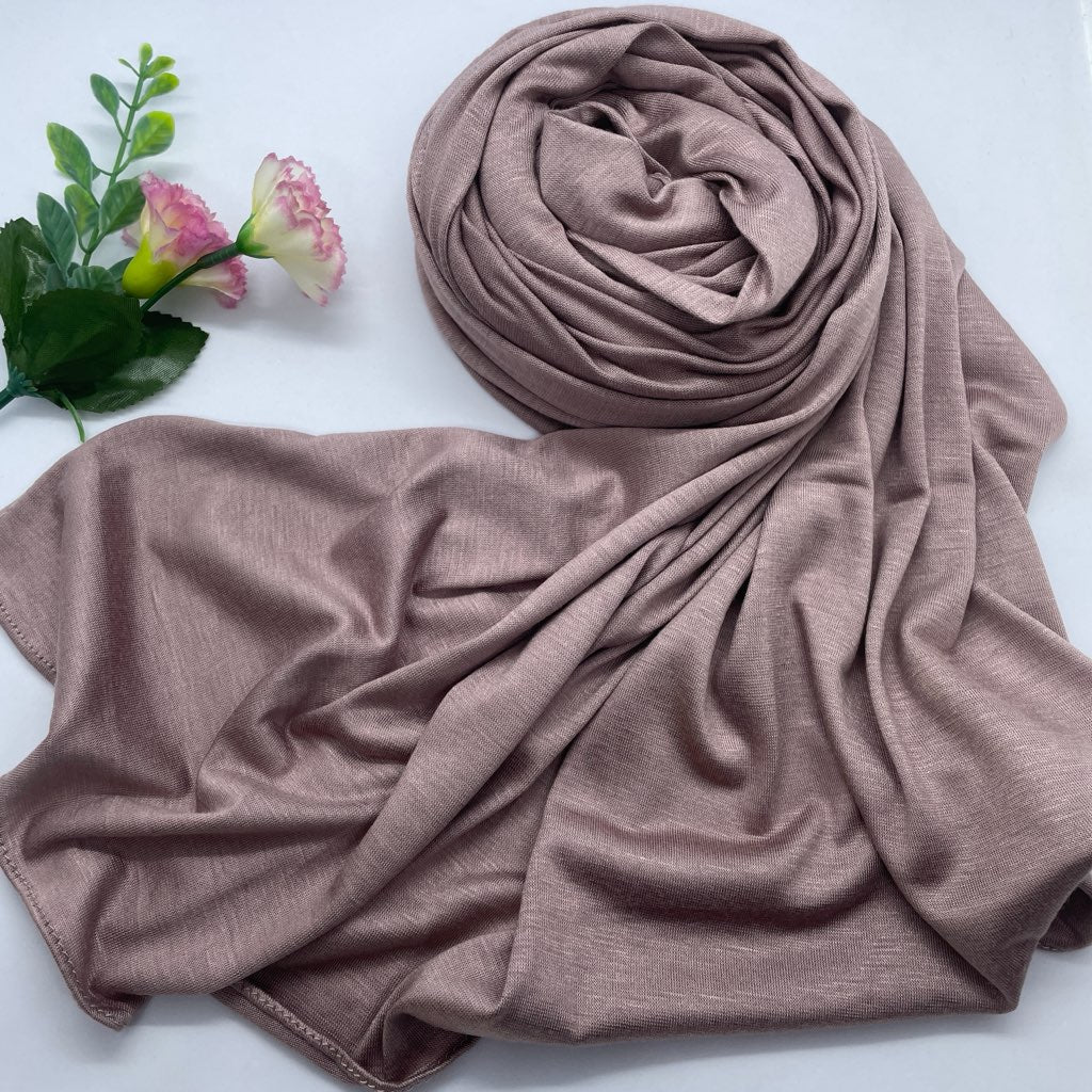 Kuwaiti Cotton Jersey Double Stretch Hijab- Muted Plum