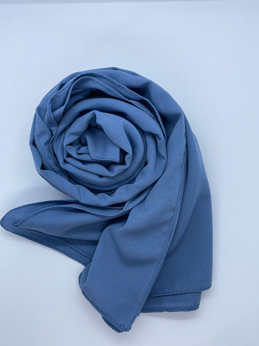 Blue Medina silk hijab, opaque, non-transparent, non-slippery, sweat-absorbing