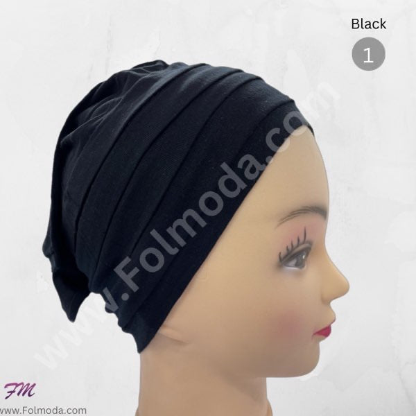 Pleated hair bonnet black 