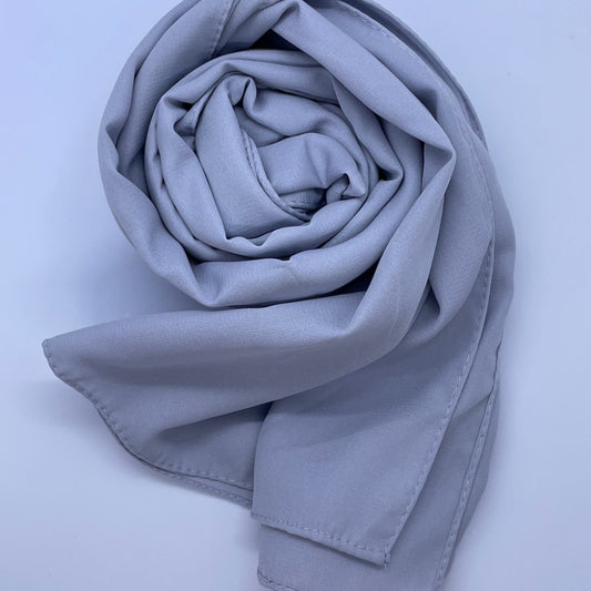 Premium Medina Silk light Blue gray Hijab with soft matte finish, lightweight breathable design, and full coverage, ideal for modest fashion and everyday wear.