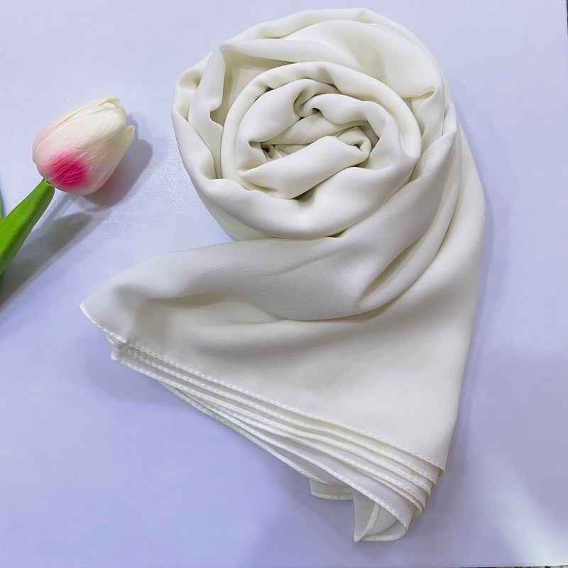 Soft and smooth ivory Premium Non-Slip Chiffon Hijab for Everyday Wear in Elegant Matte Finish