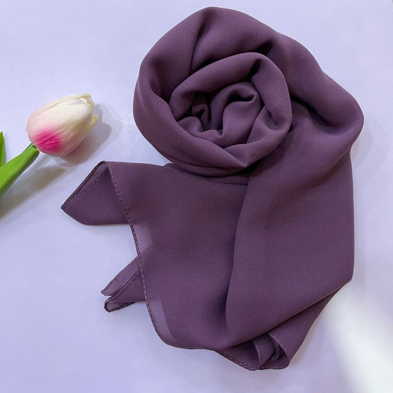 Soft and smooth royal plum Premium Non-Slip Chiffon Hijab for Everyday Wear in Elegant Matte Finish