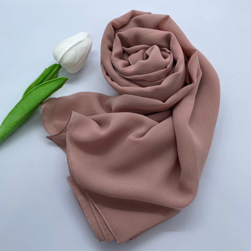 Soft and smooth blush rose Premium Non-Slip Chiffon Hijab for Everyday Wear in Elegant Matte Finish