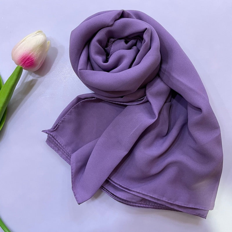 Soft and smooth bright lavender Premium Non-Slip Chiffon Hijab for Everyday Wear in Elegant Matte Finish