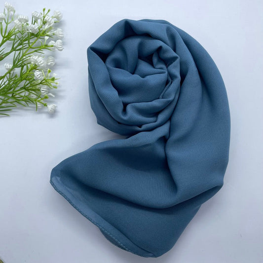 Soft and smooth dusty blue Premium Non-Slip Chiffon Hijab for Everyday Wear in Elegant Matte Finish