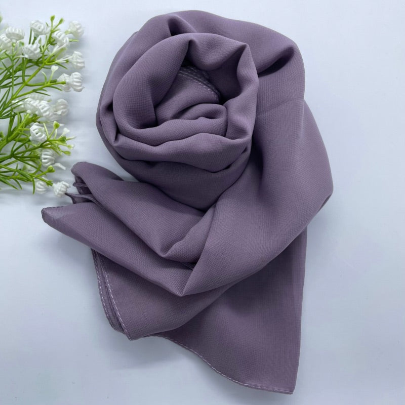 Soft and smooth dusty purple Premium Non-Slip Chiffon Hijab for Everyday Wear in Elegant Matte Finish