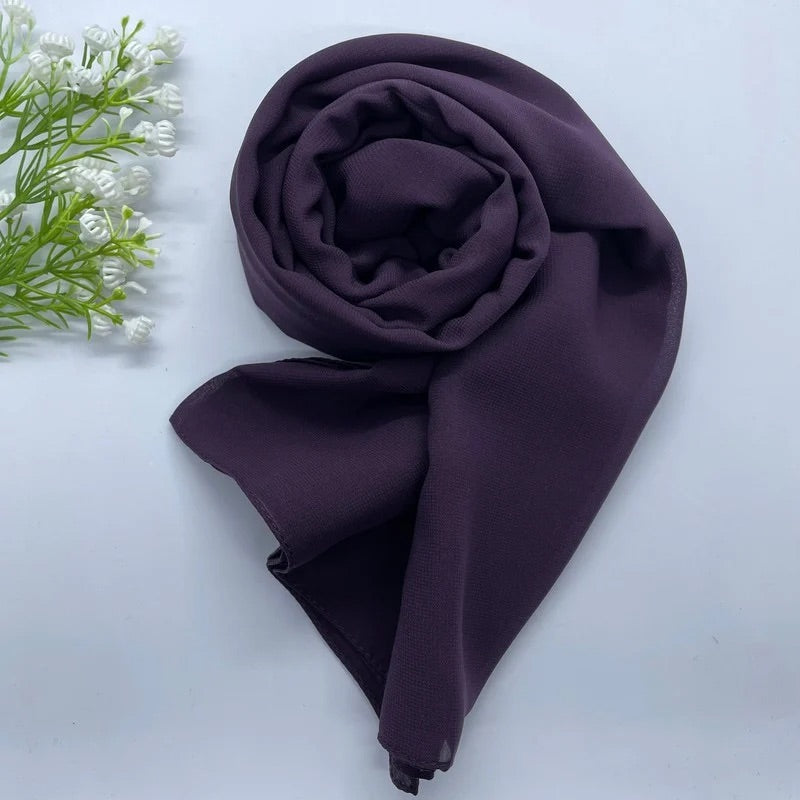 Soft and smooth eggplant Premium Non-Slip Chiffon Hijab for Everyday Wear in Elegant Matte Finish