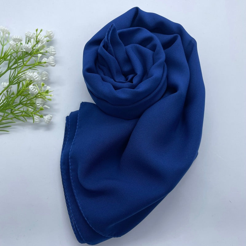 Premium Non-Slip Chiffon Hijab - Imperial Blue