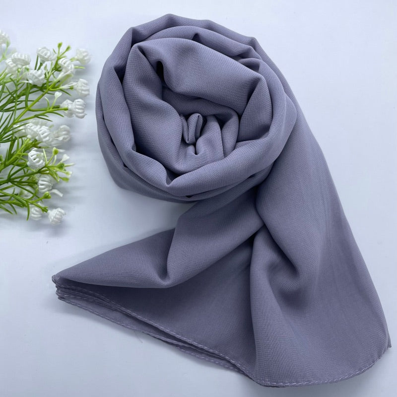 Soft and smooth lavender gray Premium Non-Slip Chiffon Hijab for Everyday Wear in Elegant Matte Finish