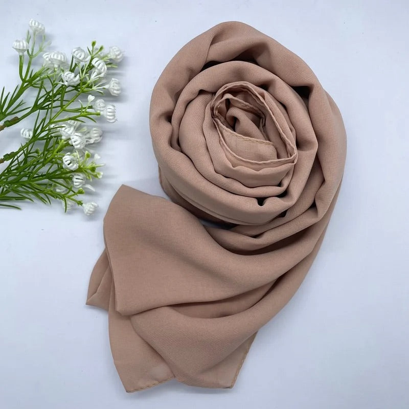 Soft and smooth sandy beige Premium Non-Slip Chiffon Hijab for Everyday Wear in Elegant Matte Finish