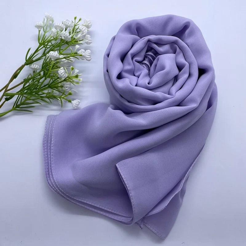 Soft and smooth light purple Premium Non-Slip Chiffon Hijab for Everyday Wear in Elegant Matte Finish