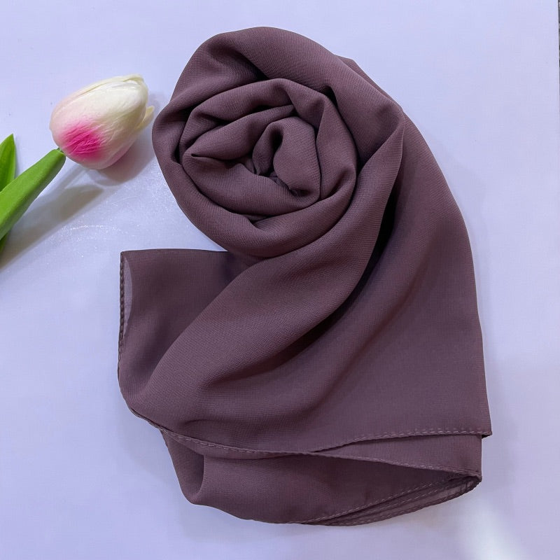 Soft and smooth mauve taupe Premium Non-Slip Chiffon Hijab for Everyday Wear in Elegant Matte Finish