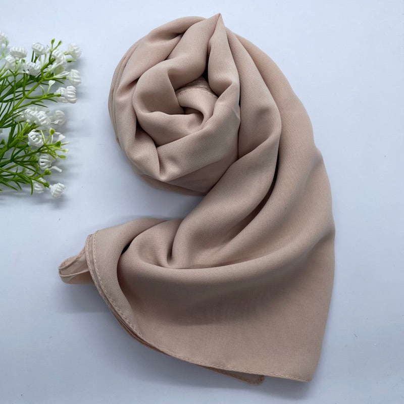 Soft and smooth nude brown Premium Non-Slip Chiffon Hijab for Everyday Wear in Elegant Matte Finish