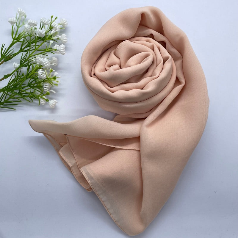 Soft and smooth nude peach Premium Non-Slip Chiffon Hijab for Everyday Wear in Elegant Matte Finish