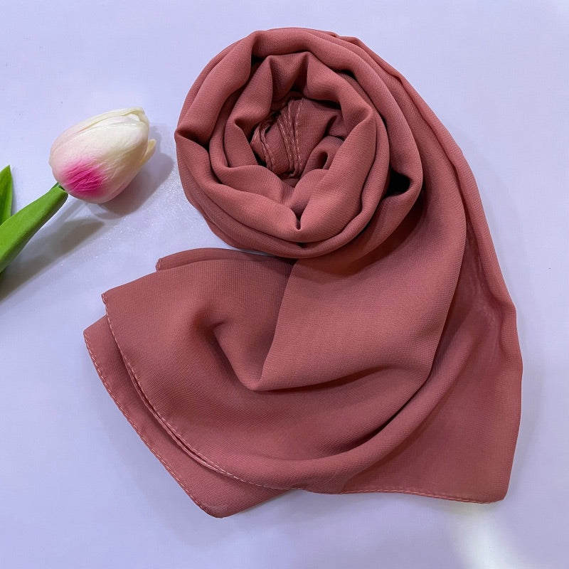 Soft and smooth orange Premium Non-Slip Chiffon Hijab for Everyday Wear in Elegant Matte Finish