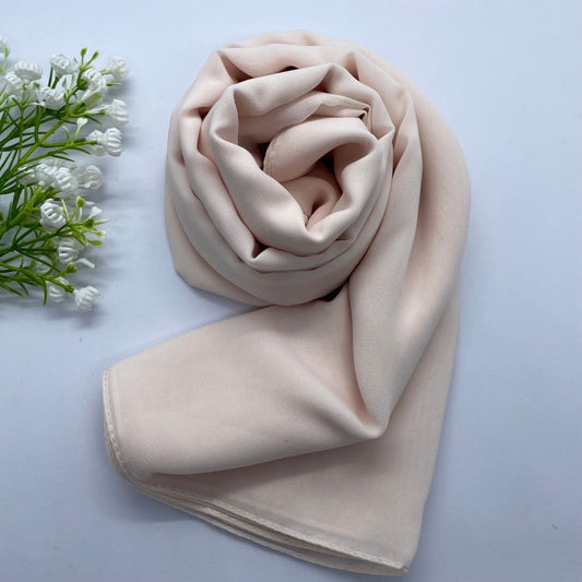 Soft and smooth pale peach Premium Non-Slip Chiffon Hijab for Everyday Wear in Elegant Matte Finish