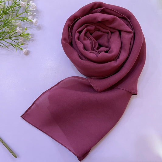 Soft and smooth plum berry Premium Non-Slip Chiffon Hijab for Everyday Wear in Elegant Matte Finish