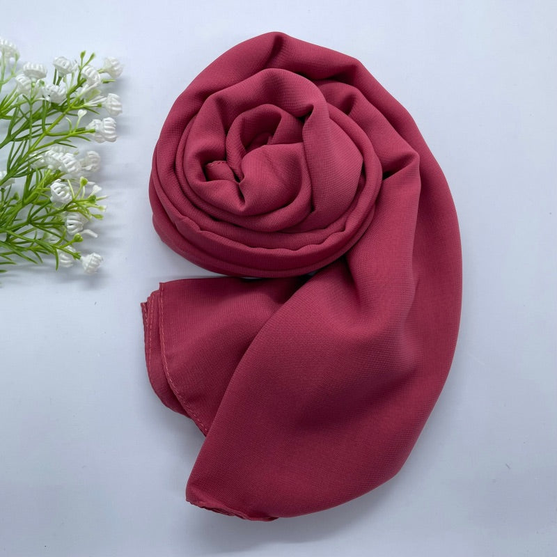 Soft and smooth purple red Premium Non-Slip Chiffon Hijab for Everyday Wear in Elegant Matte Finish