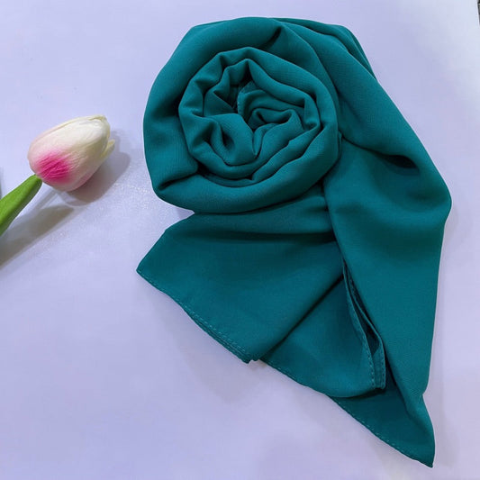 Soft and smooth teal Premium Non-Slip Chiffon Hijab for Everyday Wear in Elegant Matte Finish